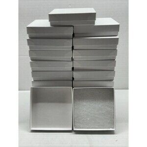 3.5" x 3.5" x 1" White Box -20 Boxes Per Lot #100 White Swirl (NEW)